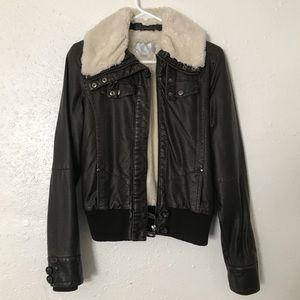 Xhilaration faux leather and fur bomber jacket